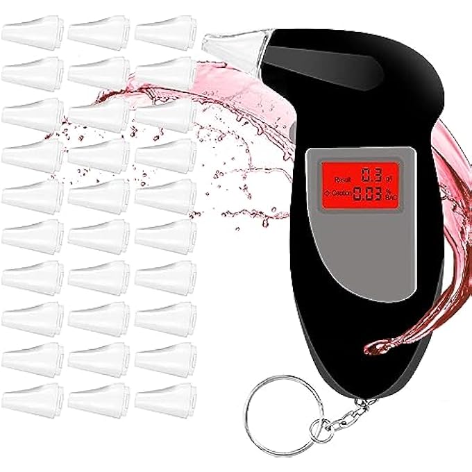 rayihni Alcohol Tester Police Accurate, Professional Portable Alcohol Tester with 30 Mouthpieces, Alcohol Meter for Private Professional Use at Home or at Parties - Image 2