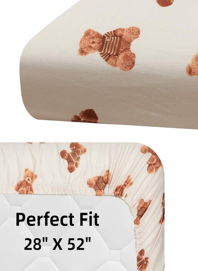 FIGEPO Fitted Baby Neutral Crib Sheets Bear and Buffalo Check Plaid Breathable Unisex Baby Standard Crib Sheet Set for Boys or Girls - Image 5