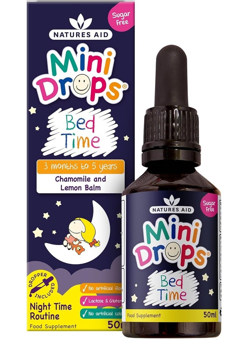Natures Aid Mini Drops Bed Time 50ml – Supports Restful Sleep and Calm – Natural Supplement for Kids 3 Months to 5 Years at Bedtime – Vegan, Gluten-Free, Non-GMO – Easy Dropper – No Added Sugar - Image 1
