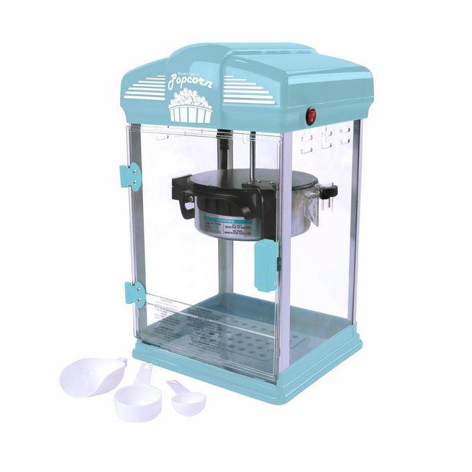 West Bend Stir Crazy Movie Theater Popcorn Popper, Gourmet Popcorn Maker with Nonstick Popcorn Kettle, Measuring Tool and Scoop , 4 Qt, Blue - Image 2