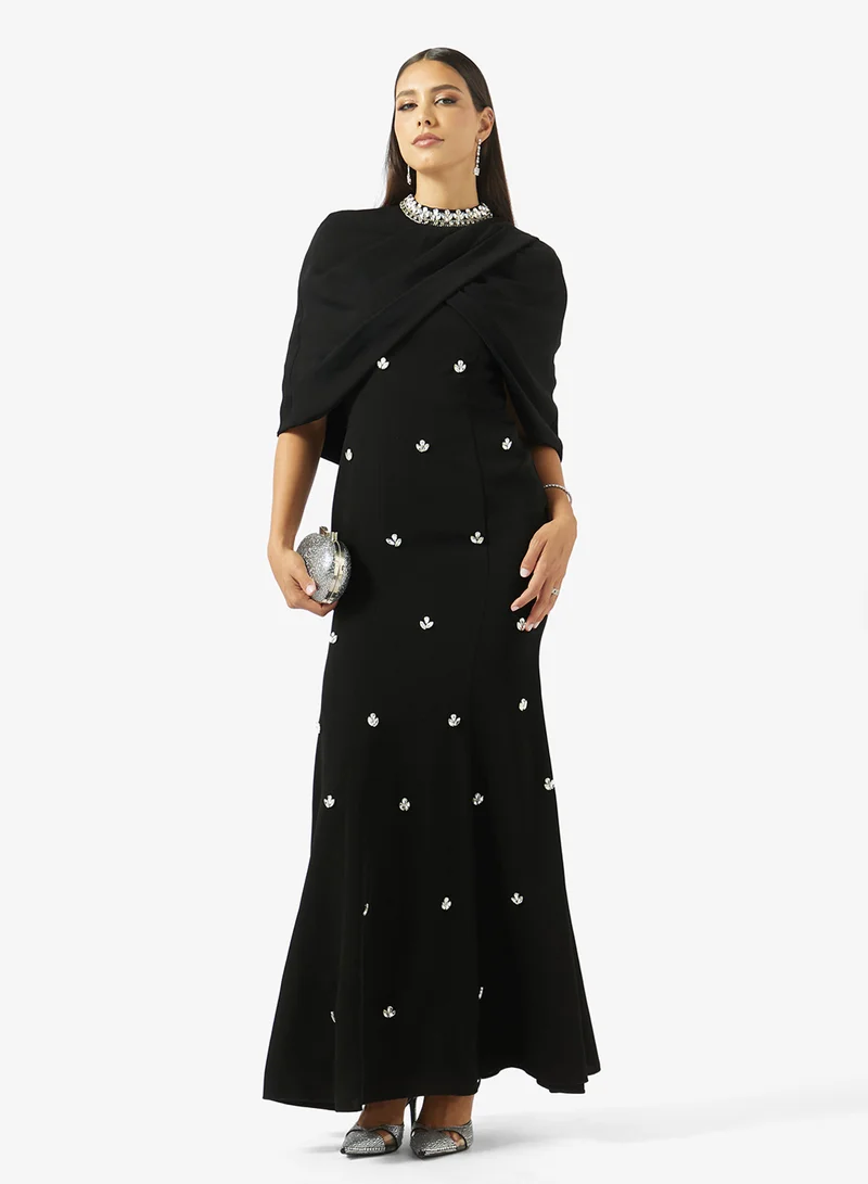 Akadia Fashion  Embellished Black Gown Dress for Women | Best Price UAE