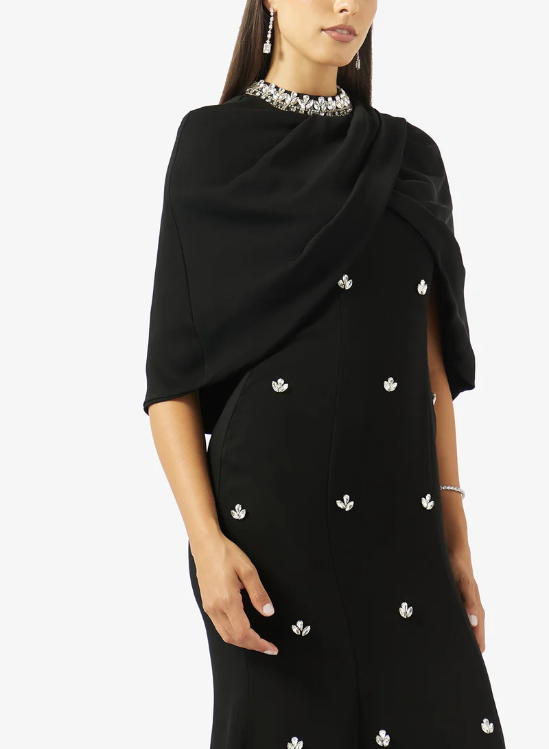 Akadia Fashion  Embellished Black Gown Dress for Women | Best Price UAE