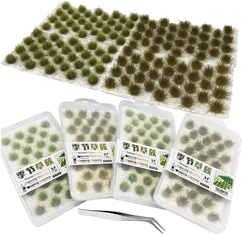 Cayway 128 PCS Static Grass Tuft Model Grass Tufts Terrain Model Kit Resin Static Scenery Model Fake Moss Grass and Tweezers for Train Landscape Railway Artificial Grass Modeling - Image 2