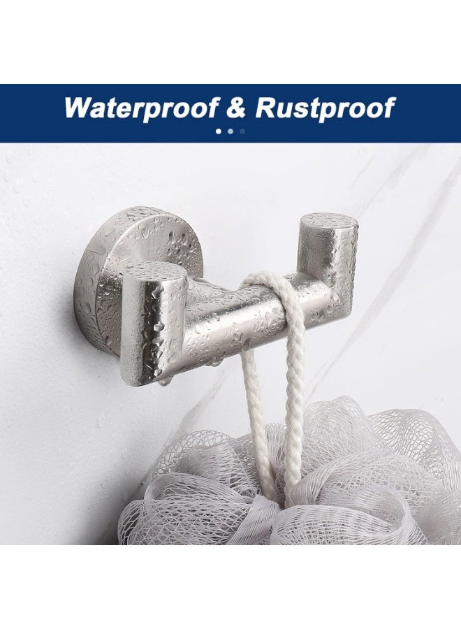 2 Pcs Double Door Hooks，Bathroom Towel Hooks Screw in Stainless Steel Heavy Duty Robe Coat Hooks Wall Mounted for Bedroom or Kitchen(Brushed Silver) - Image 4