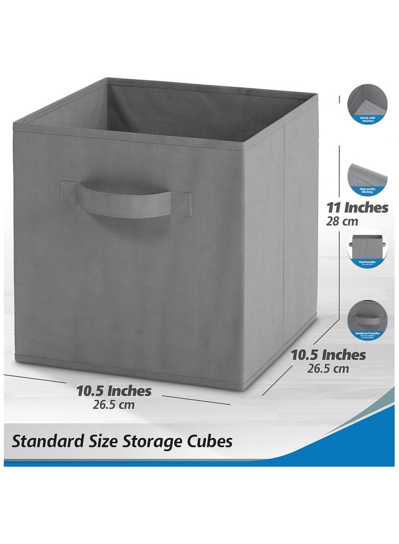 Collapsible Fabric Storage Cubes Organizer, Set of 6 Home Foldable Collapsible Storage Box, Fabric Cubby Organizer Baskets with Dual Handles, Cube Storage Bins for Shelf, Home and Office  - Image 2