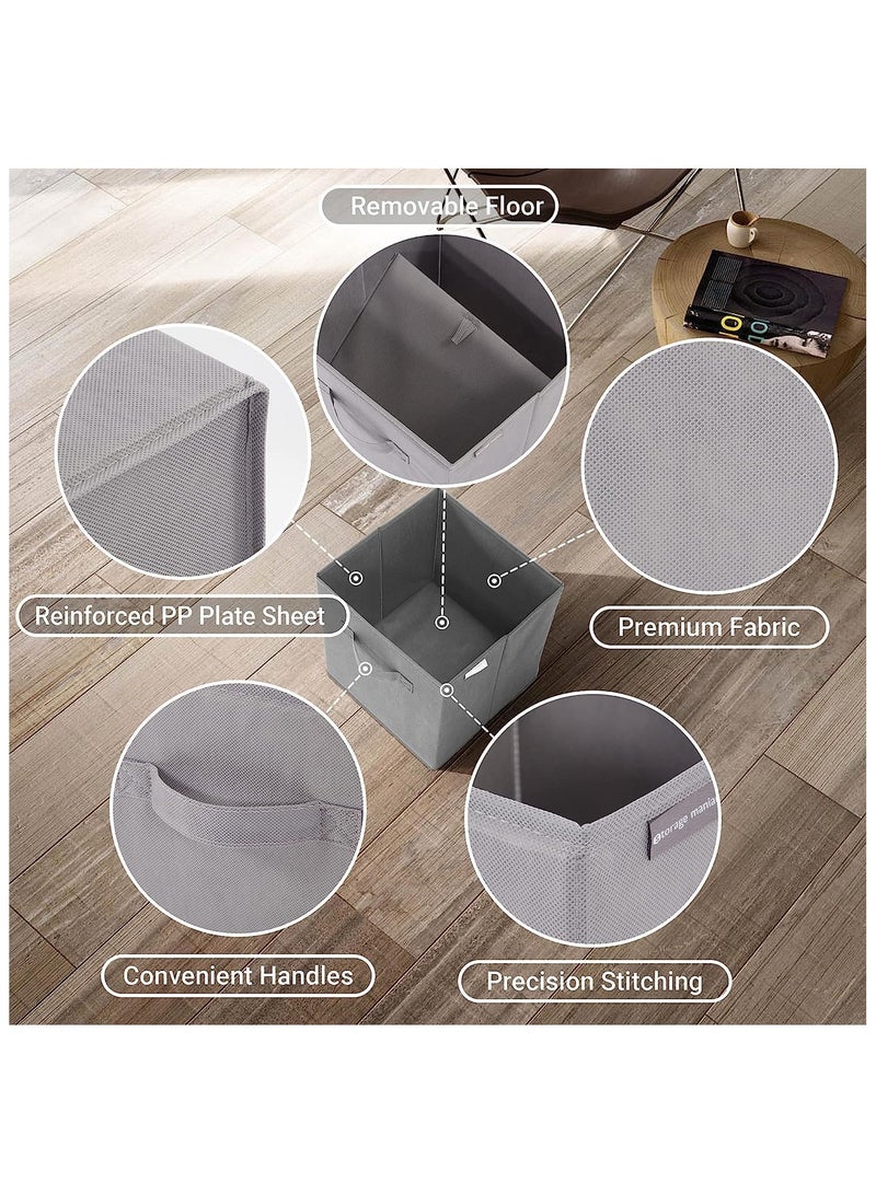 Collapsible Fabric Storage Cubes Organizer, Set of 6 Home Foldable Collapsible Storage Box, Fabric Cubby Organizer Baskets with Dual Handles, Cube Storage Bins for Shelf, Home and Office  - Image 3