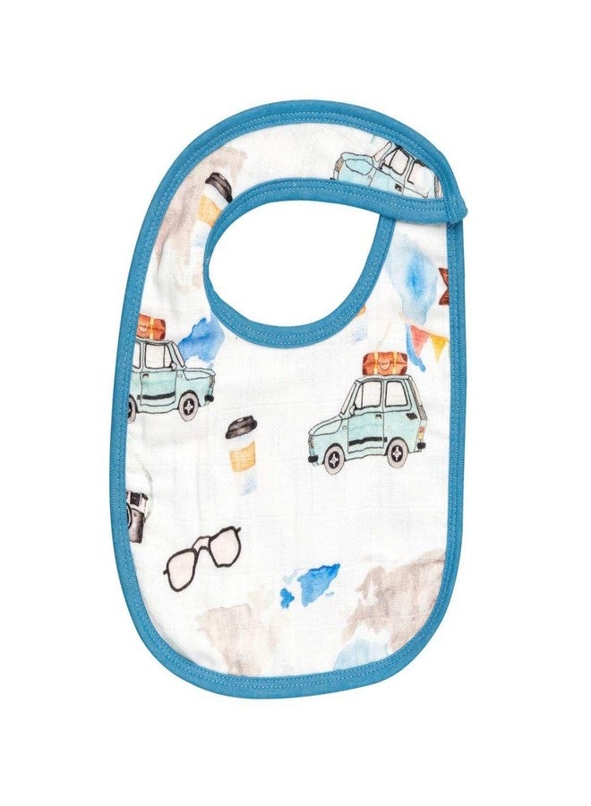 THEONI Organic cotton Muslin Snap Bibs For Newborn Baby (Set of 2) (Wanderlust wonder) - Image 2