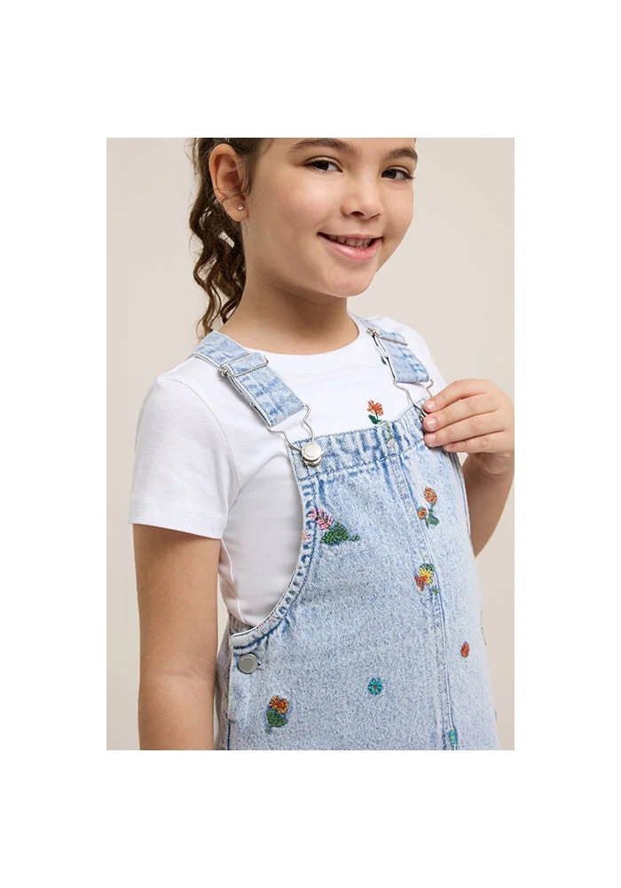 R&b Solid Top and Dungaree Dress Set