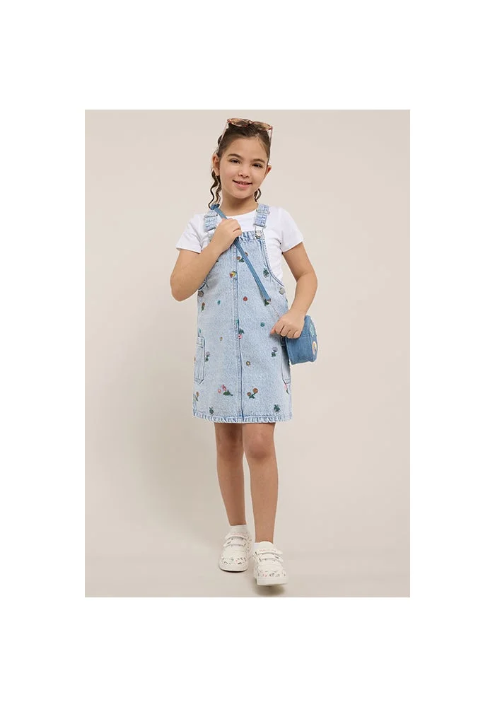 R&b Solid Top and Dungaree Dress Set