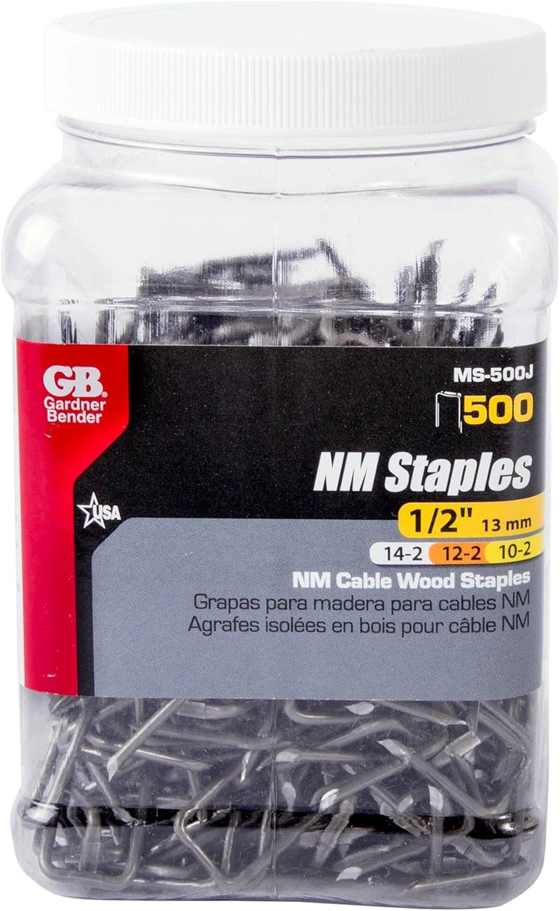 Gardner Bender MS-500J Metal Cable Staple, ½ Inch, 500 Pack for Securing Romex Wire & Non-Metallic Cable - Image 3