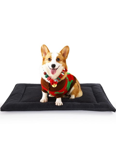 Chew Proof Dog Crate Pad For Small And Medium Dog,Indestructible Dog Bed For Aggressive Chewers,Machine Washable Waterproof Dog Crate Mat,Durable Puppy Pads,Black Kennel Pad, 17X23 In