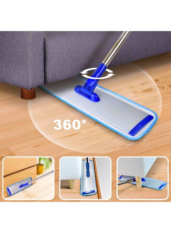 Chase Up 18" Professional Microfiber Floor Cleaning System, Flat Mop With Stainless Steel Handle, 4 Reusable Washable Pads for Wet and Dust Mopping on Hardwood, Vinyl, Laminate, Tile - Image 3