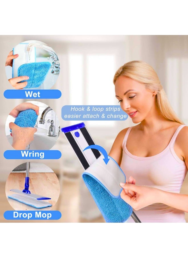 Chase Up 18" Professional Microfiber Floor Cleaning System, Flat Mop With Stainless Steel Handle, 4 Reusable Washable Pads for Wet and Dust Mopping on Hardwood, Vinyl, Laminate, Tile - Image 4