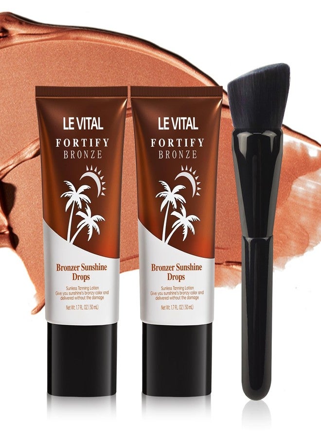 Le Vital Instant Glow Self Tanner Gel, Summer Tan, Water-Resistant Bronzer, Rapid Tanning for Face Leg Body, with Natural Ingredients Moisture Vitamin E, Cruelty-Free with Brush (2 Pack, 1.7 oz Each) - Image 1