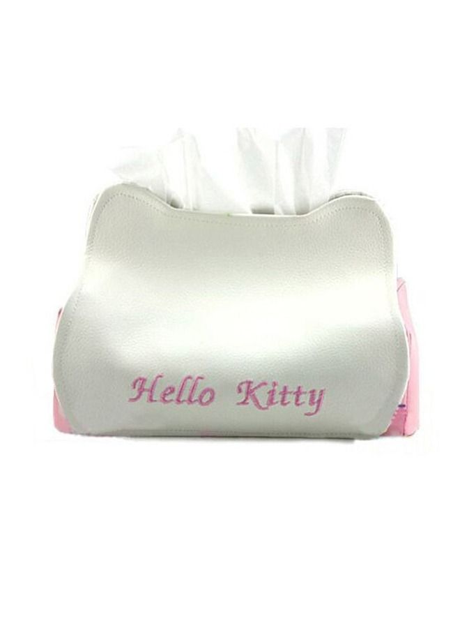 Hello Kitty Shaped Tissue Box Cover, Hello Kitty PU Leather Tissue Box, Car Tissue Box (White Pink) - Image 3
