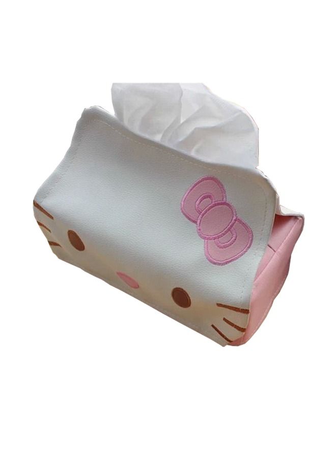 Hello Kitty Shaped Tissue Box Cover, Hello Kitty PU Leather Tissue Box, Car Tissue Box (White Pink) - Image 4