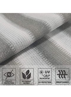 Excefore 3'x10' Balcony Privacy Screen Fence Windscreen Cover Fabric Shade Netting Mesh Cloth with Grommets UV Protection for Patio, Backyard, Porch, Railing Shield 90%(Grey White Stripe)  - Image 5