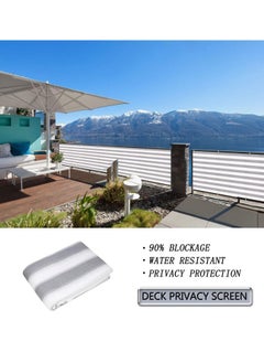 Excefore 3'x10' Balcony Privacy Screen Fence Windscreen Cover Fabric Shade Netting Mesh Cloth with Grommets UV Protection for Patio, Backyard, Porch, Railing Shield 90%(Grey White Stripe)  - Image 3