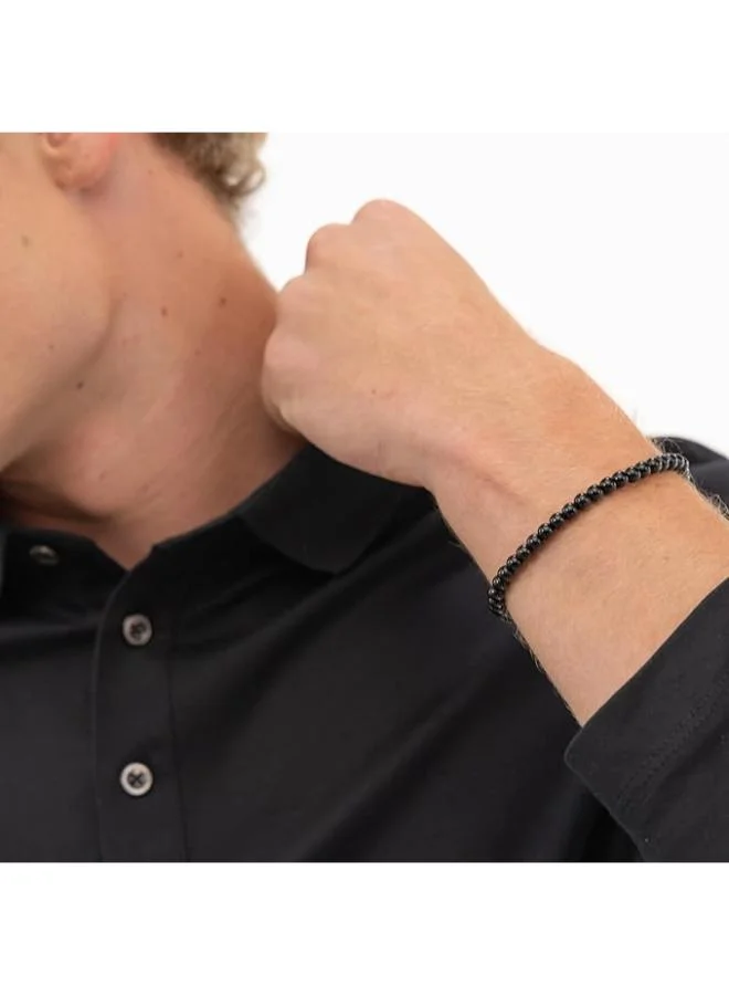 BOSS  Sphere Beads Collection Beaded Bracelet For Men In Stainless Steel With Onyx - 1580789M for Men | Best Price UAE