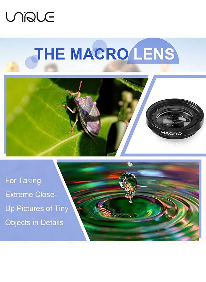 يونيك عدسة كاميرا الهاتف - مجموعة عدسات كاميرا الهاتف 3 في 1 - مع حقيبة تخزين - عدسة واسعة الزاوية وعدسة ماكرو وعدسة عين السمكة عالمية للهواتف الذكية آيفون سامسونج أندرويد (أحمر) - Image 5