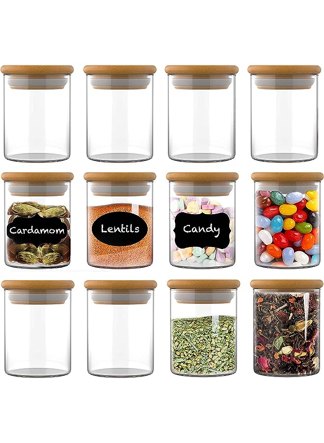 IAF 12 PCS Glass Jars with Bamboo Lids (9OZ) | Mini Clear Glass Airtight Spice Jars | Food Storage Containers for Home Kitchen, Tea, Herbs, Sugar, Salt, Coffee, Flour, Herbs, Grains - Image 1