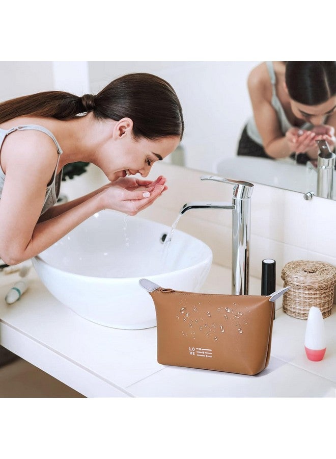 JUGTE Triangle Makeup Bag Cosmetic Bag for Women Waterproof Makeup Pouch with Zipper Portable Makeup Organizer Bag dimpling Travel Bag (Coffee) - Image 2