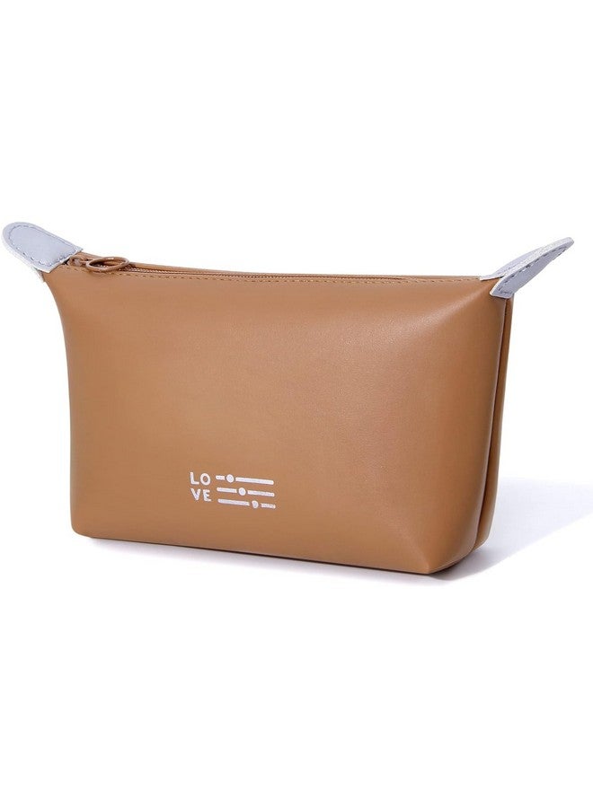 JUGTE Triangle Makeup Bag Cosmetic Bag for Women Waterproof Makeup Pouch with Zipper Portable Makeup Organizer Bag dimpling Travel Bag (Coffee) - Image 1