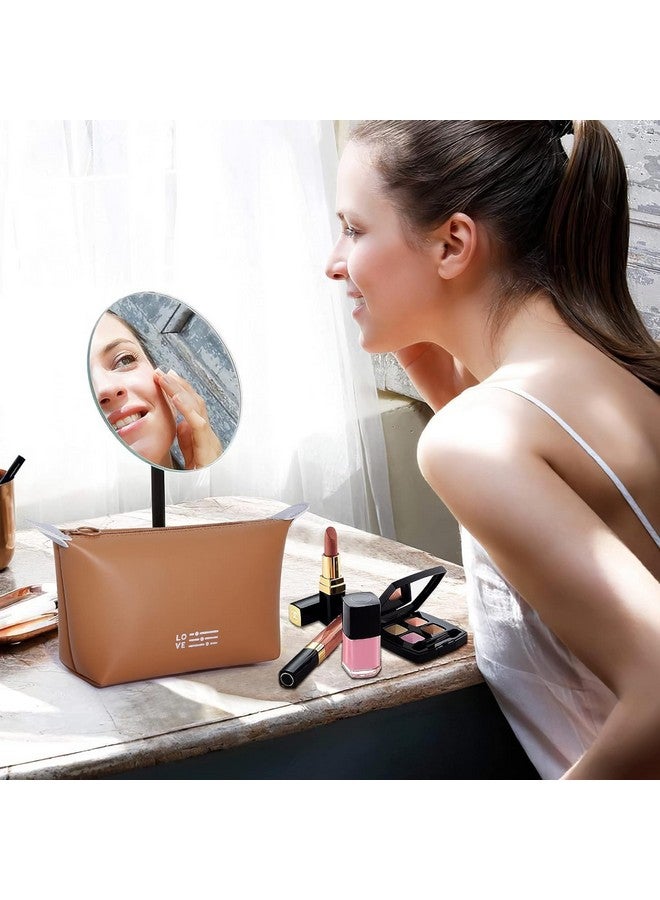 JUGTE Triangle Makeup Bag Cosmetic Bag for Women Waterproof Makeup Pouch with Zipper Portable Makeup Organizer Bag dimpling Travel Bag (Coffee) - Image 5