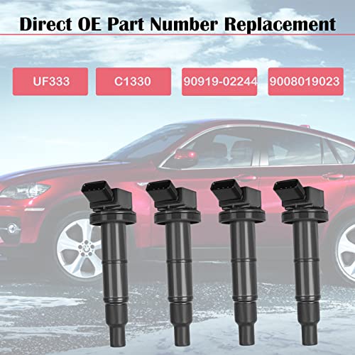 LCWRGS 4PCS Ignition Coils for 2002 2003 2004 2005 2006 2007 2008 2009 2.4L Toyota Camry Matrix RAV4 Solara Highlander Scion TC xB Lexus HS250h 2.4 Coil Packs OE# UF333 C1330 90919-02244 - Image 3