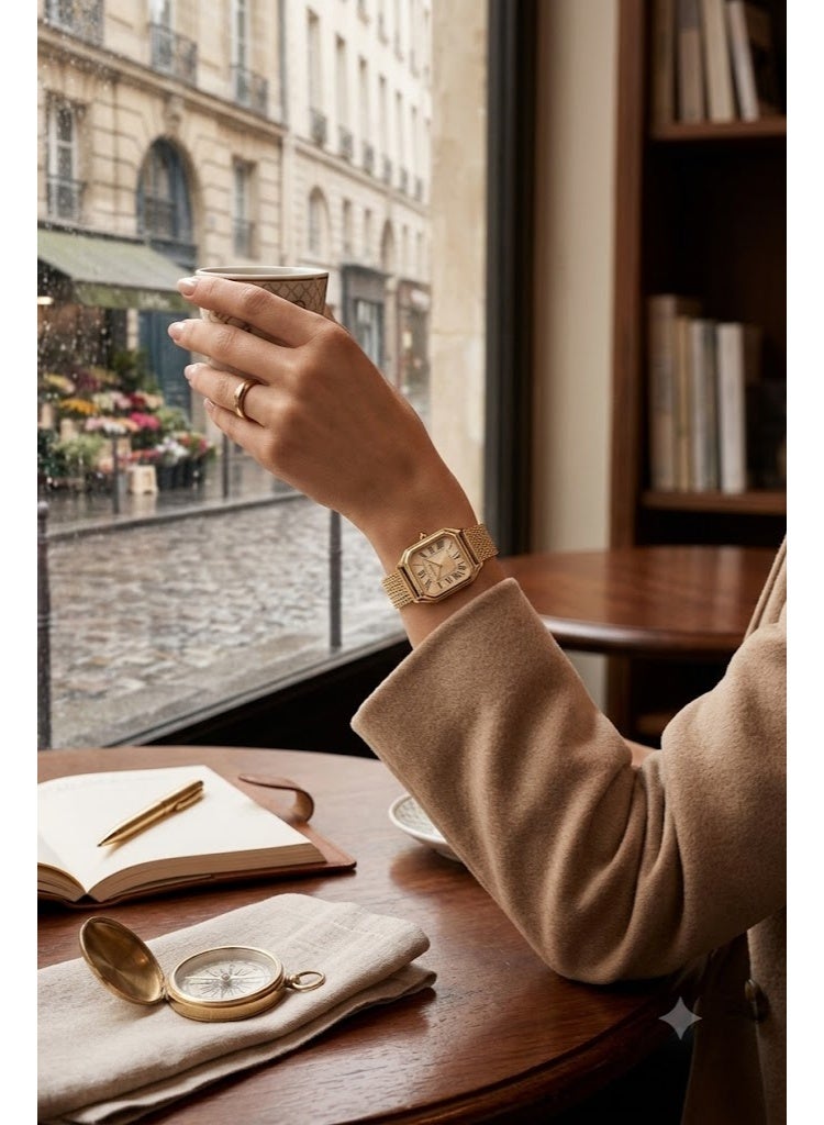 Carter's Women's Gold-Tone Stainless Steel Watch with Rectangular Gold Dial and Mesh Band - Image 2