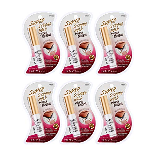 Kiss I Envy Eyelash Adhesive Super Strong Hold Clear 5 Gram Pack of 6