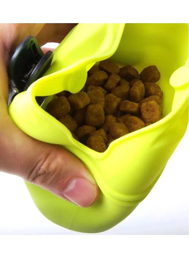 Silicone Dog Treat Pouch-Small Training Bag-Portable Dog Treat Bag for Leash with Magnetic Closure and Waist Clip 10oz( YELLOW GREEN) - Image 2