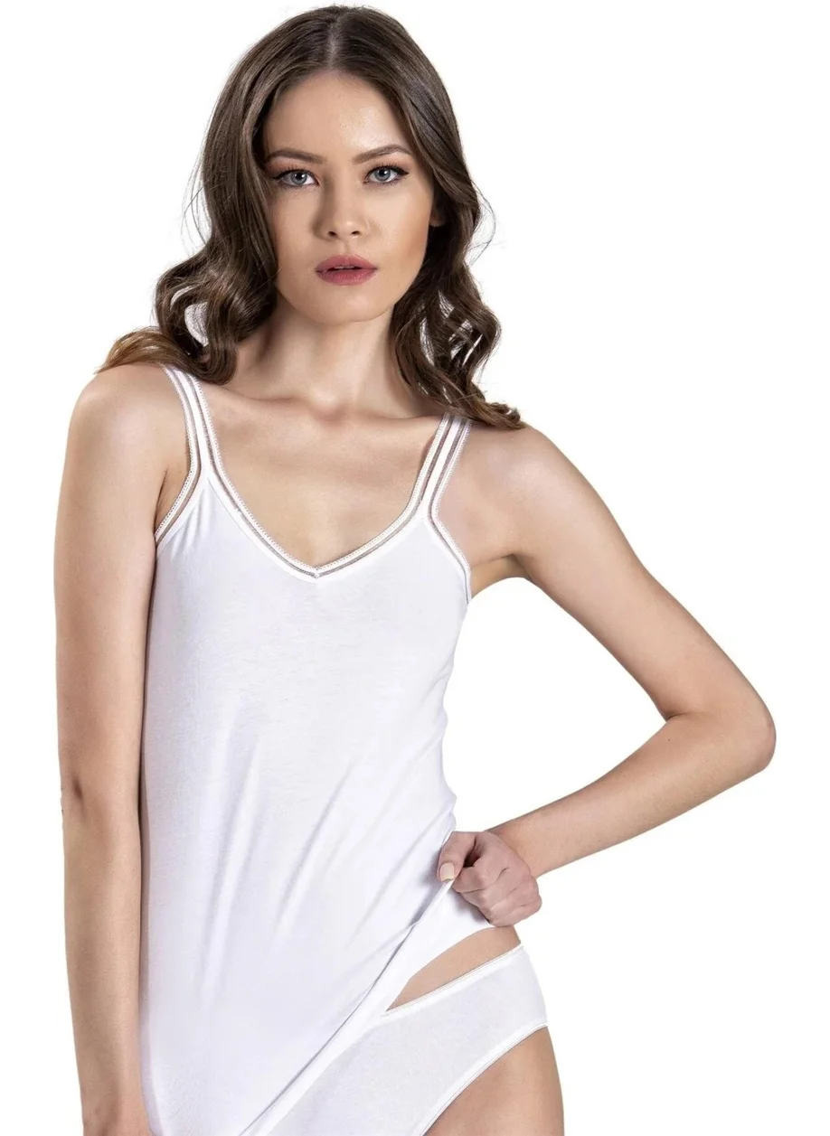جيبر Women's V Neck Rope Strap Undershirt 553 - 3 Pieces