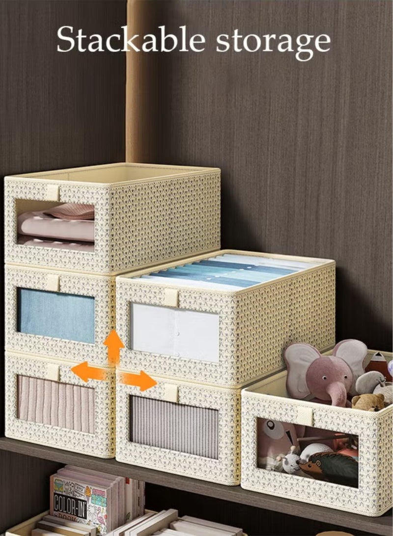2-Pieces Foldable Closet Storage Organizer Washable Closet Storage Box with Carrying Handles Cube Storage Bin for Clothes Wardrobe Home Bedroom Office - Image 1