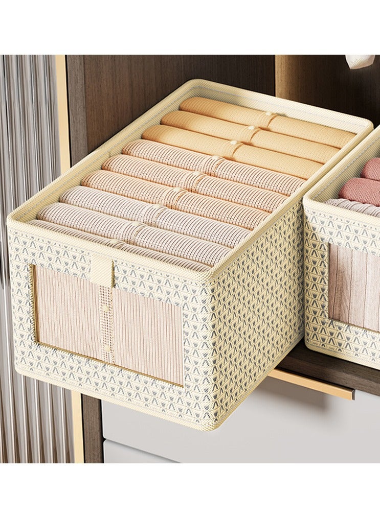2-Pieces Foldable Closet Storage Organizer Washable Closet Storage Box with Carrying Handles Cube Storage Bin for Clothes Wardrobe Home Bedroom Office - Image 2