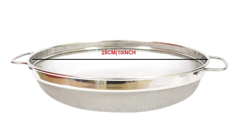 ELEXIQ Stainless Steel Puran JaliChalan 25 cm Silver Purpose for Sieving and Pulping of Food Grain Wet Dough and Mango in Home Kitchen Restaurants Hotels and Catering Services 10 INCH - Image 2