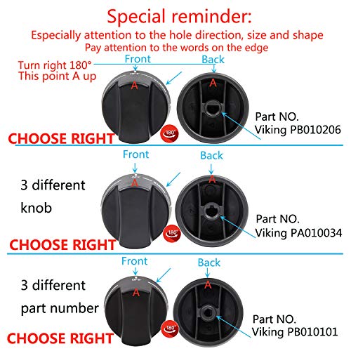 Reyhoar Viking Knob PB010206 VGSC, VGRC, VGRT Top Burner Replacement for Viking Genuine Ranges, Replace PB010206, VKNPB010206 - Image 2