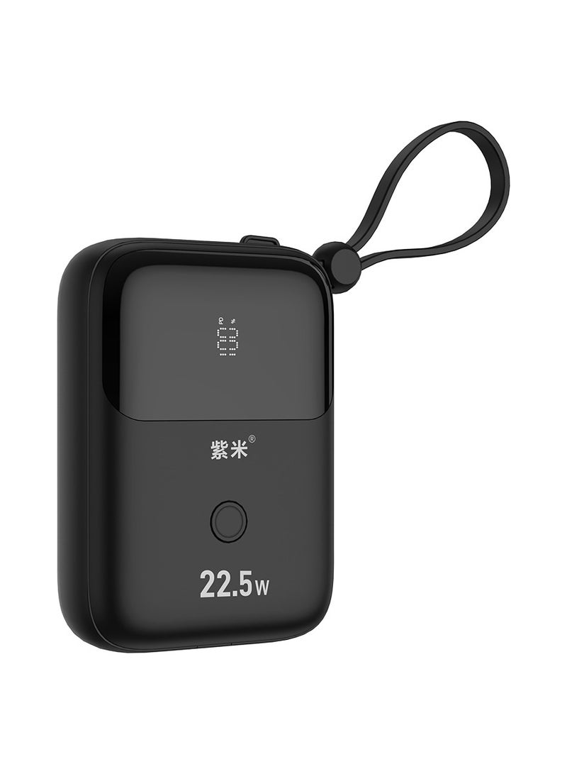 زيم شاحن متنقل zime T137، بقدرة 22.5 واط، يدعم الشحن السريع، مزود بموصل مدمج وكابل USB-C، وبطارية بسعة 10000 مللي أمبير، متوافق مع أجهزة iPhone من سلسلة 16/15/14/13، وأجهزة Samsung، وHuawei، وXiaomi. - Image 1