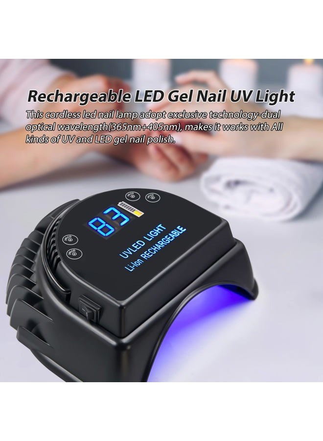 MINI LOP 64W Rechargeable Pro LED Gel Nail UV Light UV LED Nail Lamp Cordless Led Light for Nails(Black) - Image 2