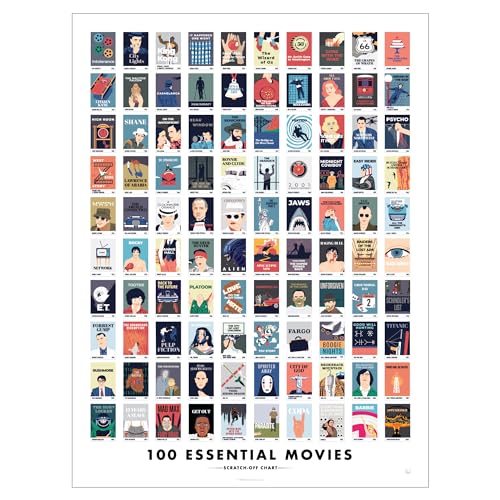 Pop Chart Lab Pop Chart | 100 Essential Movies Scratch-Off Chart | 12" x 16" Scratch-Off Poster | Original Bucket List Poster of Must-See Movies | Featured in Wirecutter and on Huckberry - Image 1