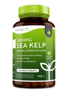 Nutravita Sea Kelp Supplement, 2000mg - 240 Vegan Tablets (8 Month Supply)  - Image 1