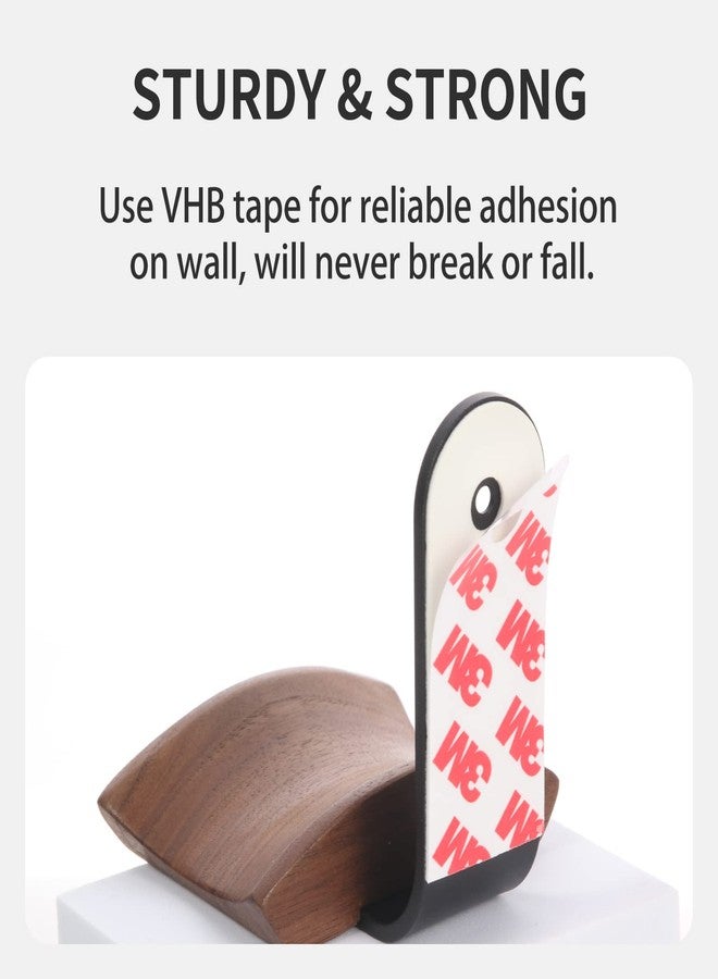 Mt.Jun Wood Headphone Wall Mount Holder, with VHB Adhesive Tape and Screw, Holds 10 lbs (Black & Walnut Wood, 2 Pack) - Image 4