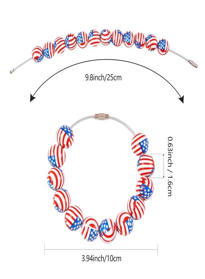 Vagocom Wooden Beads with American Flag Pattern Charm for Bogg Bag and Simply Southern Tote,12Pcs Independence Day style Wooden Beads Decorative Accessory for Beach Handbag - Image 2
