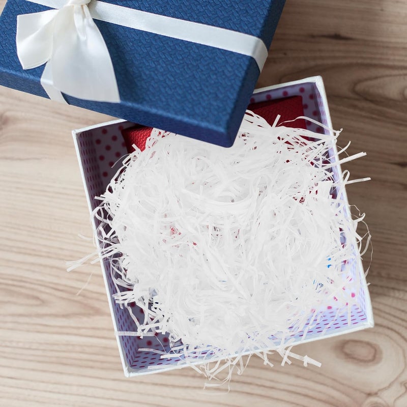 Operitacx White Crinkle Shredded Paper Filler 200g Bag for Box Decoration and Basket Stuffing, Lightweight Protective Confetti Paper for Holiday Wrapping and Present Packaging - Image 4