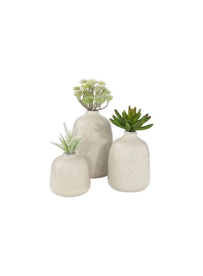 Creative Co-op مزهرية بتشطيبات رملية من التيراكوتا (مجموعة من 3 أحجام) رمادي فاتح - Image 5
