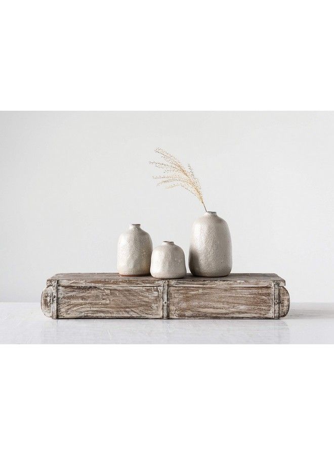 Creative Co-op مزهرية بتشطيبات رملية من التيراكوتا (مجموعة من 3 أحجام) رمادي فاتح - Image 3