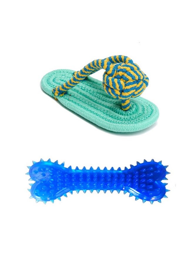 Sage Square Durable Pet Toys For Puppies Sleeper Shaped Chewing Toy + Rubber Chew Bone Toy For Small And Medium Pets Pack Of 2  - Image 1