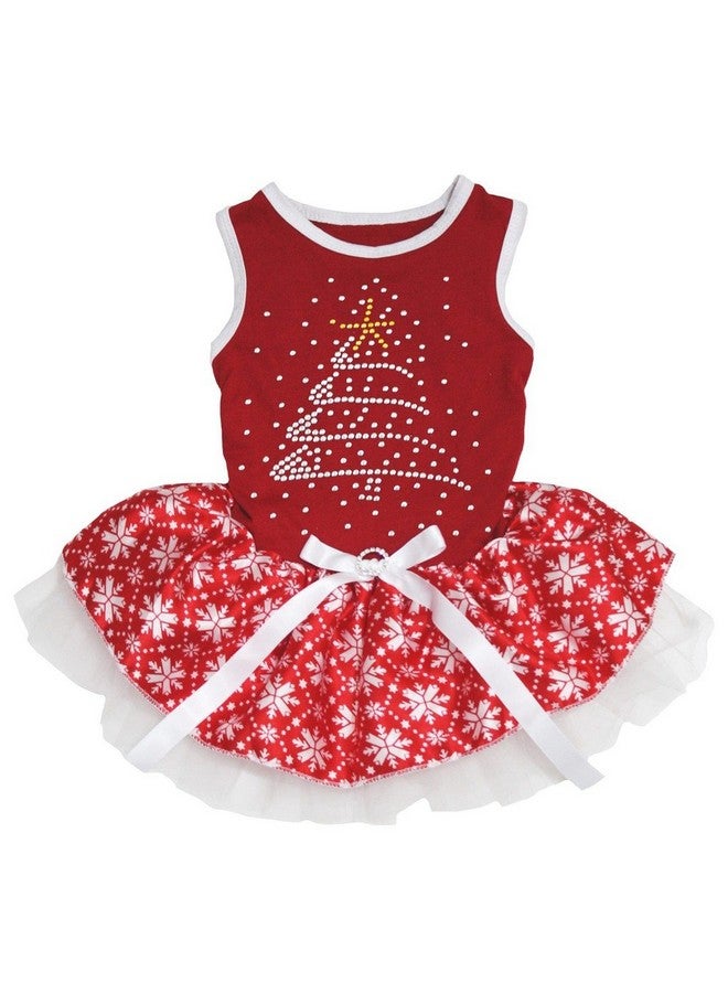 Petitebella Rhinestone Christmas Tree Puppy Dog Dress (Red/Red Snowflakes, XXX-Large) - Image 1