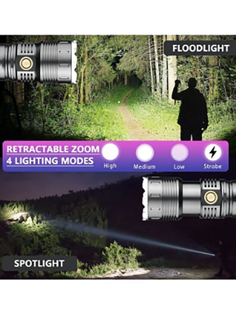 Bukela Rechargeable Flashlight, 100000 High Lumens Super Bright Led Flashlight with 4 Modes Zoom in/out Powerful Handheld Long Distance lighting Torch light - Image 2