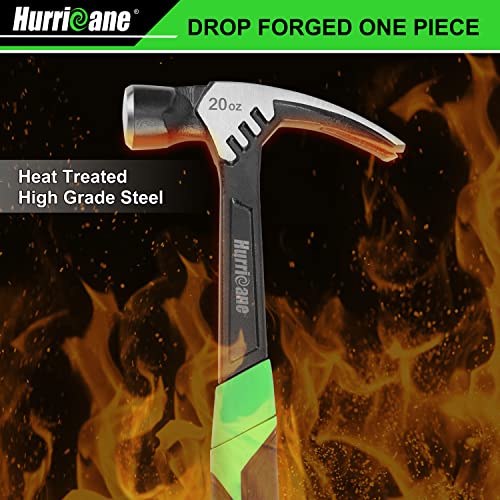 HURRICANE 20 oz Claw Hammer with Magnetic Nail Holder, Straight Rip Claw Hammer with Shock-Absorbing Handle, Heavy Duty One-piece Forged Hammer - Image 5